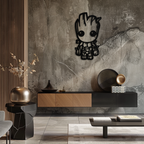 Baby Groot Silhouette Metal Wall Art – Cute Comic Character Metal Decor for Kids and Fans- KAF636