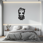 Baby Groot Silhouette Metal Wall Art – Cute Comic Character Metal Decor for Kids and Fans- KAF636