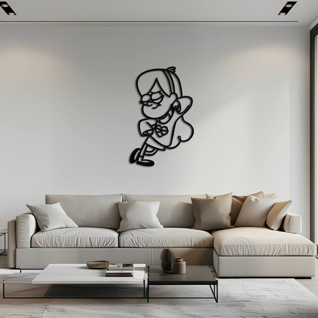 Mabel Pines Metal Wall Art – Gravity Falls-Inspired Playful Silhouette for Fans- KAF655