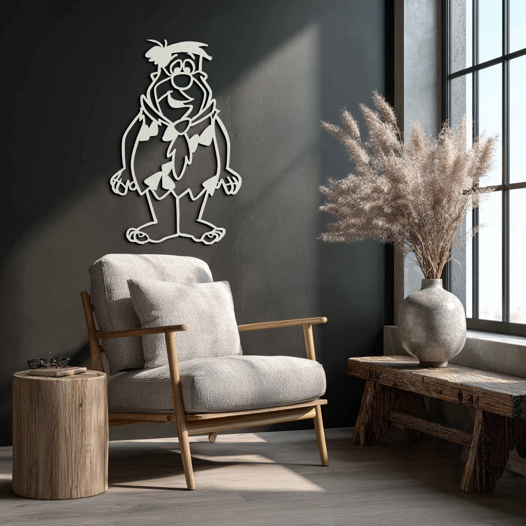 Fred Flintstone Metal Wall Art – Iconic Cartoon Character Silhouette for Fans- KAF662