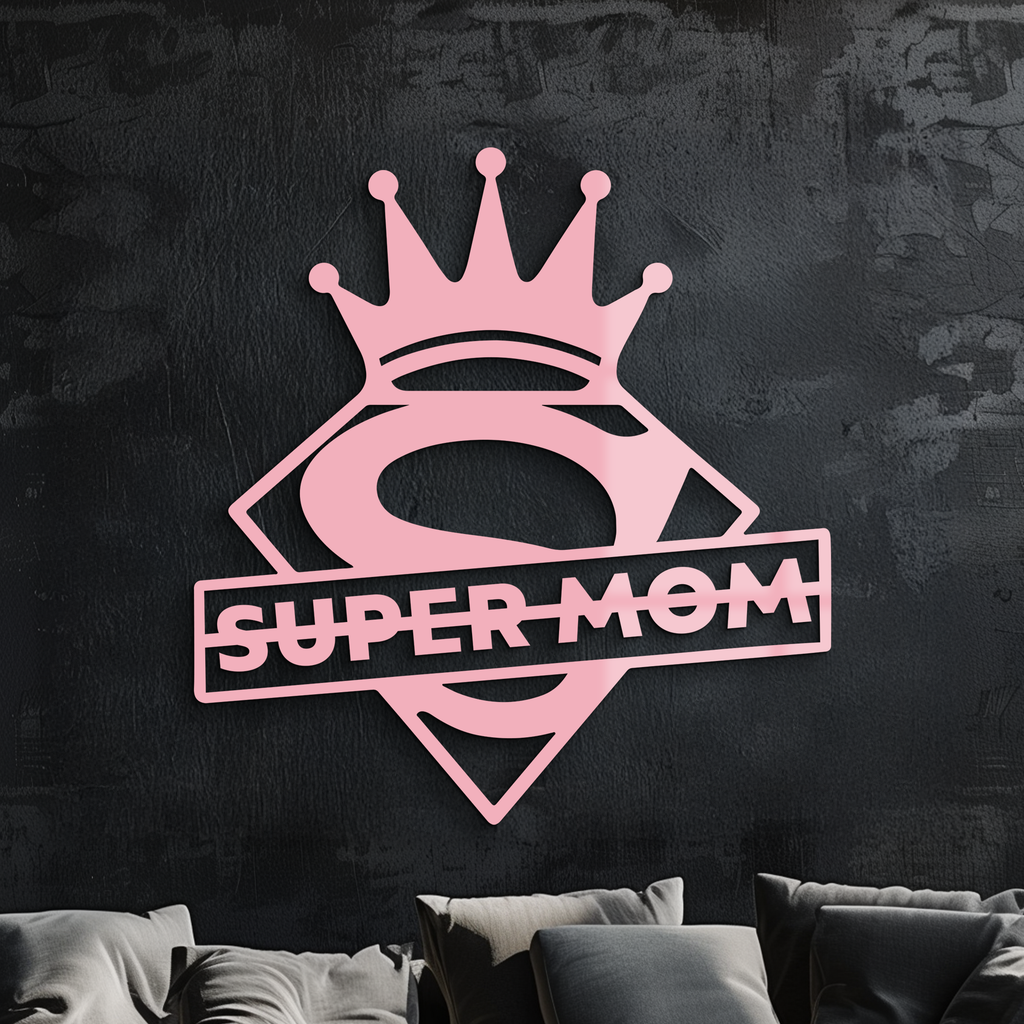 Super Mom Crown Metal Wall Art – Heroic Decorative Design - KAFGP068