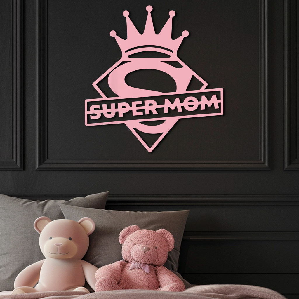 Super Mom Crown Metal Wall Art – Heroic Decorative Design - KAFGP068