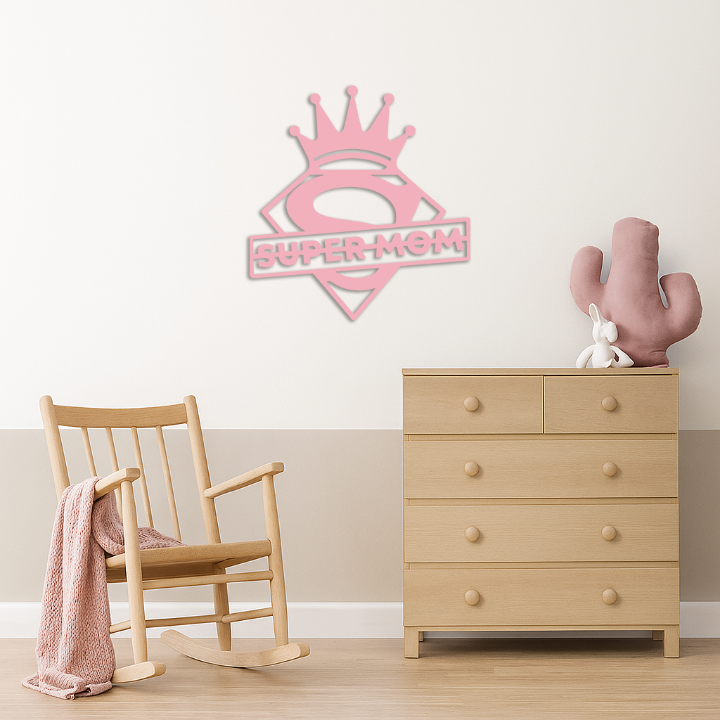 Super Mom Crown Metal Wall Art – Heroic Decorative Design - KAFGP068