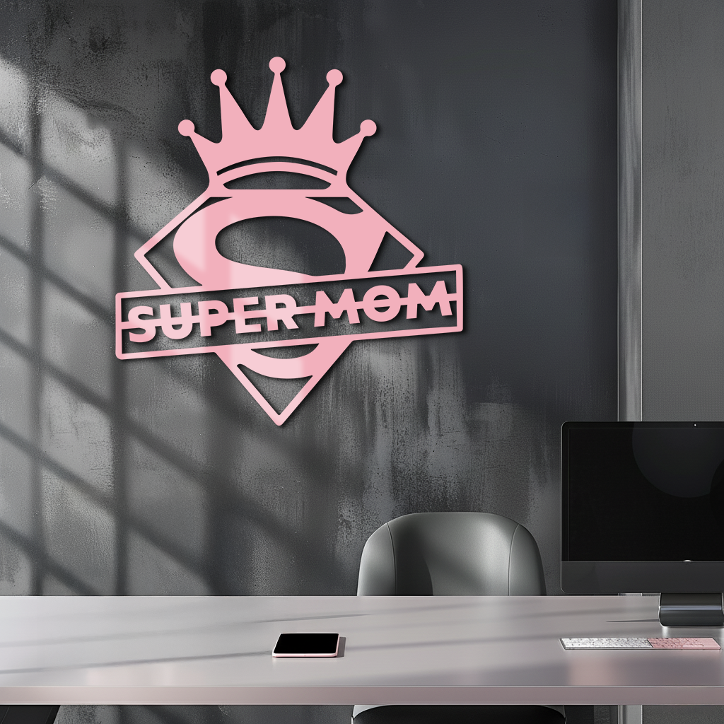 Super Mom Crown Metal Wall Art – Heroic Decorative Design - KAFGP068