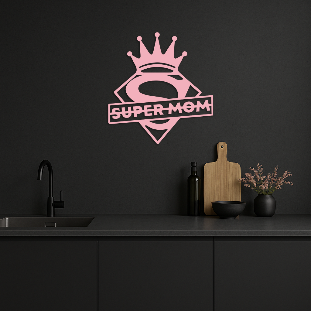 Super Mom Crown Metal Wall Art – Heroic Decorative Design - KAFGP068