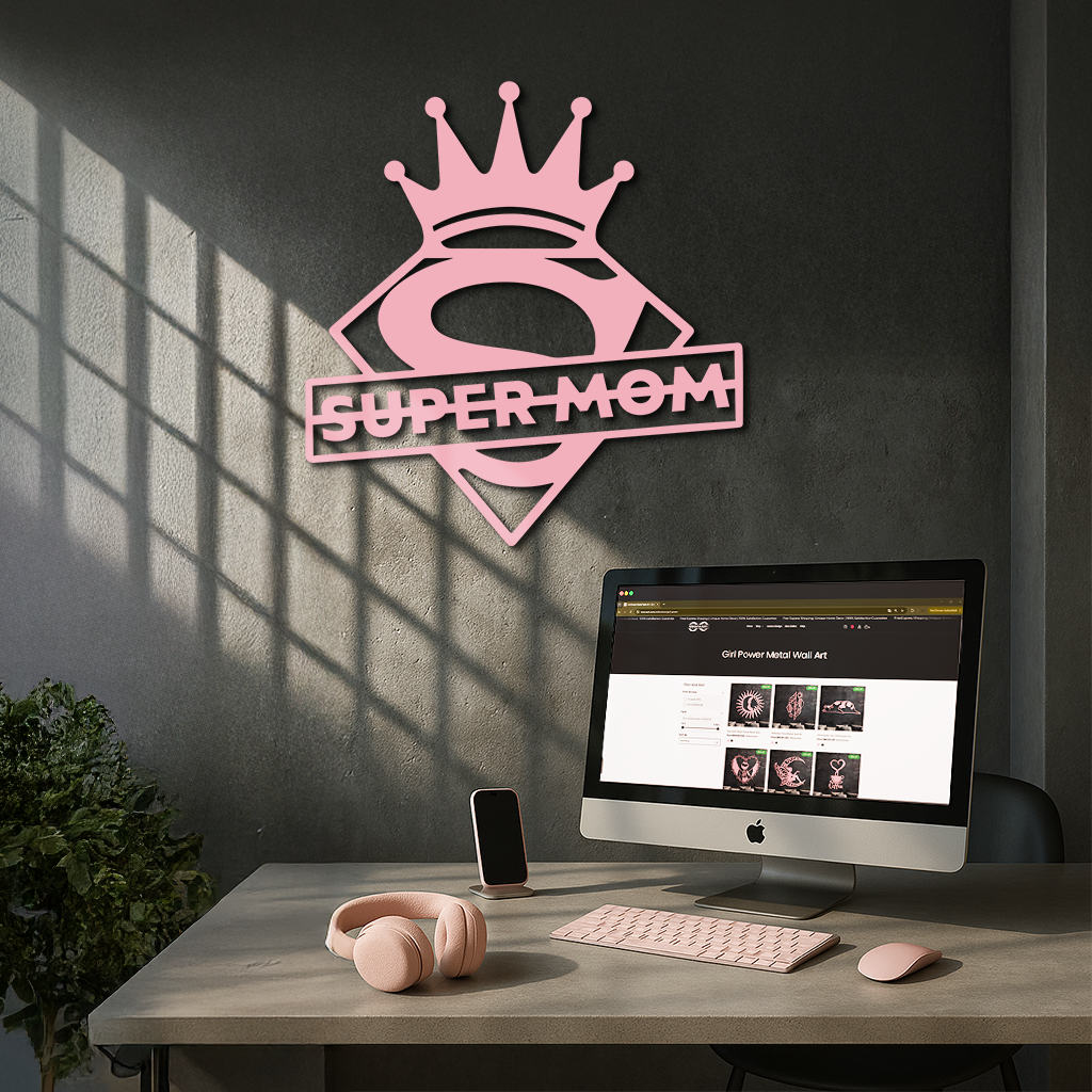 Super Mom Crown Metal Wall Art – Heroic Decorative Design - KAFGP068