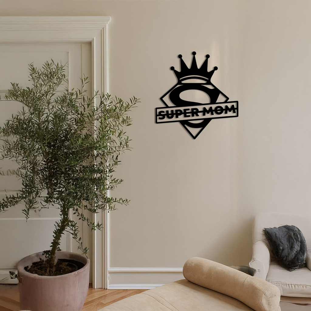 Super Mom Crown Metal Wall Art – Heroic Decorative Design - KAFGP068