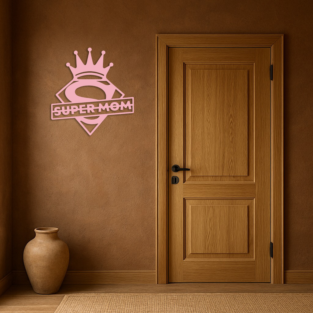 Super Mom Crown Metal Wall Art – Heroic Decorative Design - KAFGP068