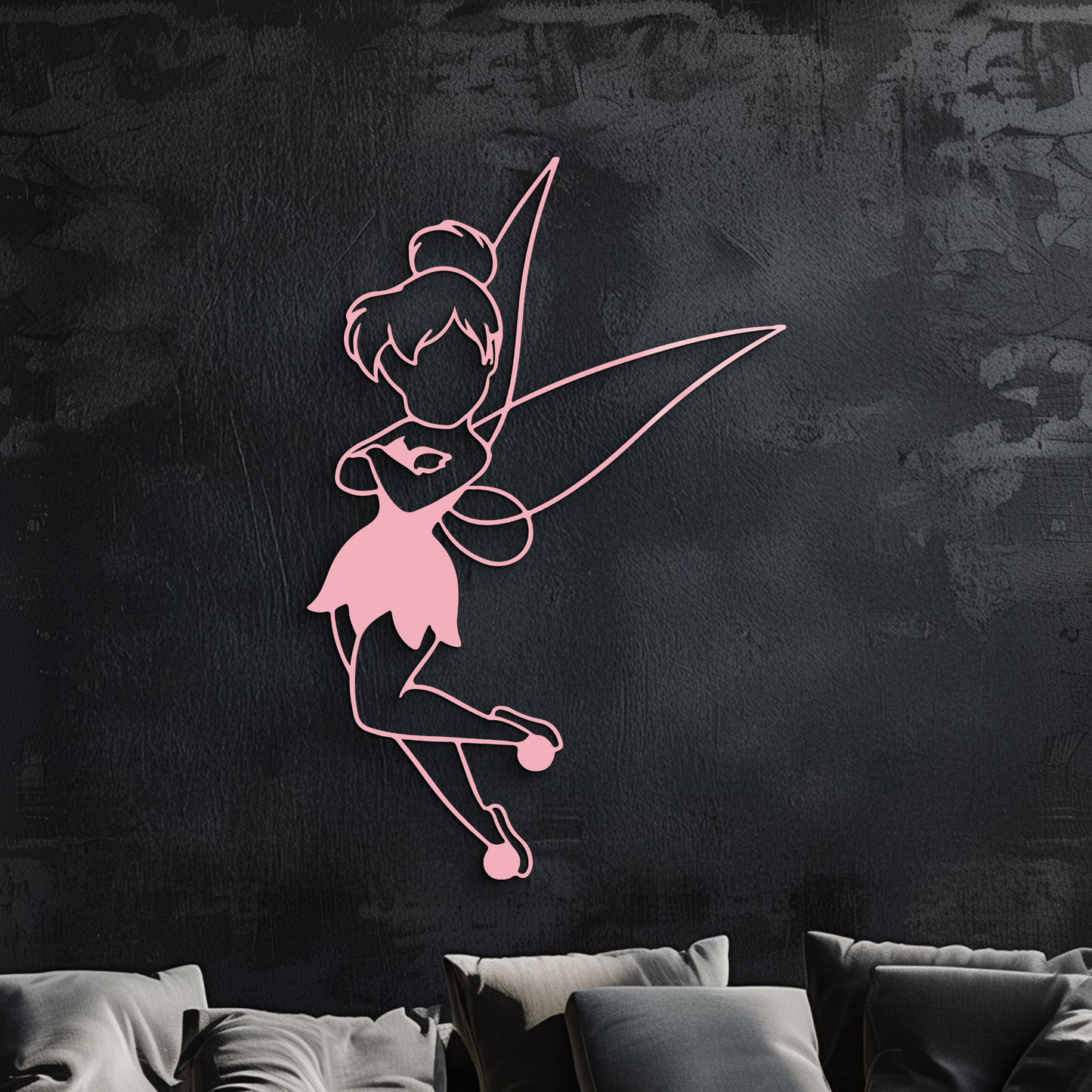 Tinkerbell Fairy Silhouette Metal Wall Art – Whimsical Fantasy Decor - KAFGP072