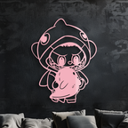 Labubu Character Silhouette – Pink Metal Wall Art - KAFGP166