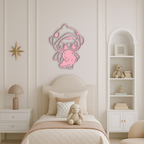 Labubu Character Silhouette – Pink Metal Wall Art - KAFGP166