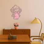 Labubu Character Silhouette – Pink Metal Wall Art - KAFGP166