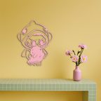 Labubu Character Silhouette – Pink Metal Wall Art - KAFGP166