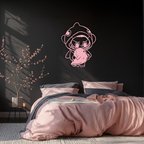 Labubu Character Silhouette – Pink Metal Wall Art - KAFGP166
