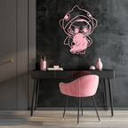 Labubu Character Silhouette – Pink Metal Wall Art - KAFGP166