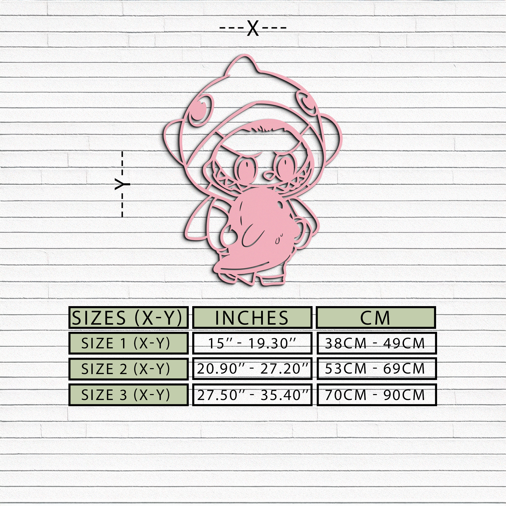 Labubu Character Silhouette – Pink Metal Wall Art - KAFGP166