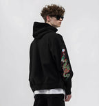 KH9005 Green Dragon Embroidery Hoodie - Black / S