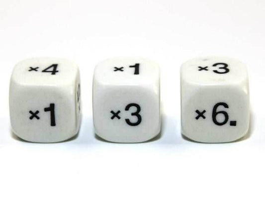 Math Multiplication 16mm d6 White/black - x1 x2 x3 x4 x5 x6 (per die) - 