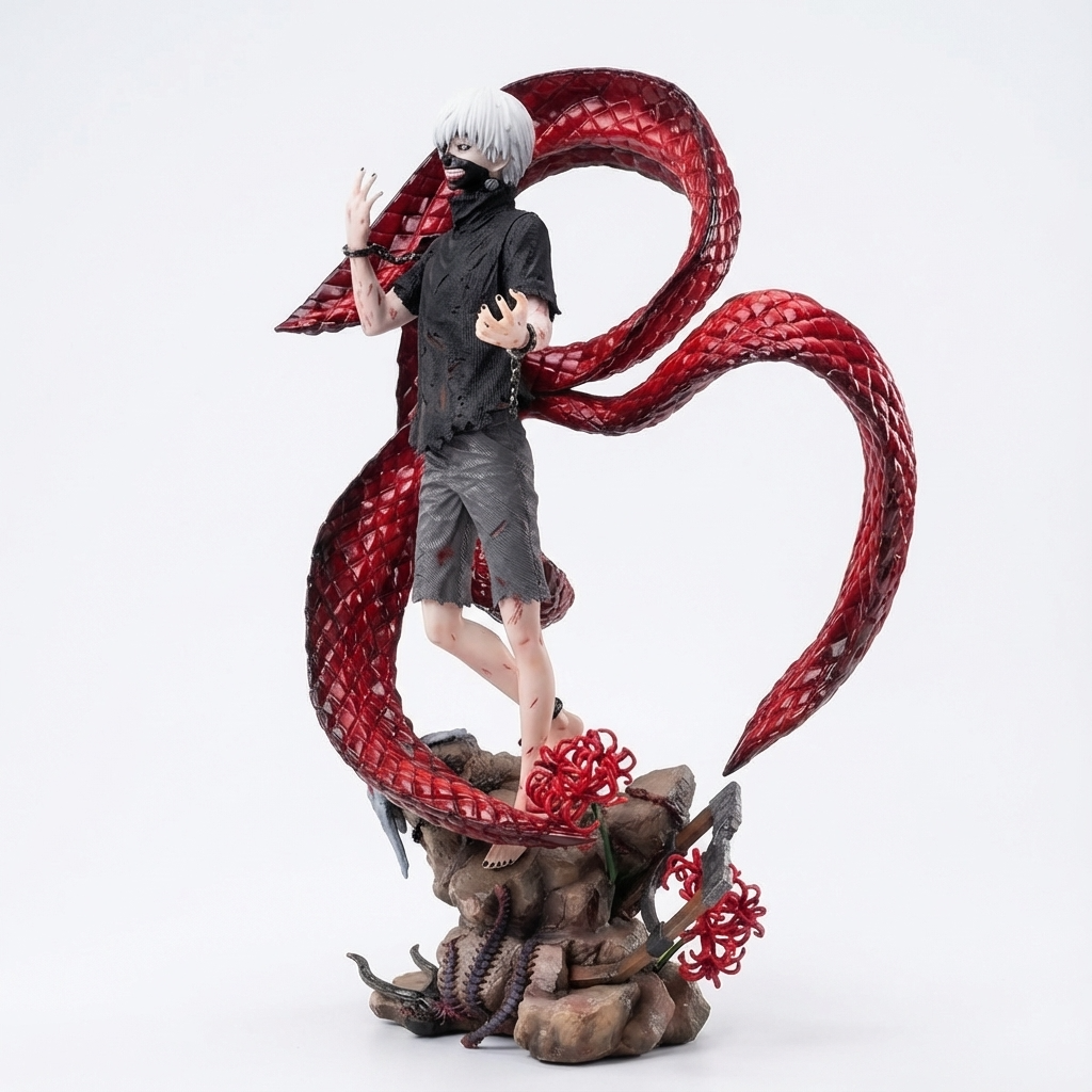 Kaneki Ken Anime Figure, Tokyo Ghoul Anime Figures PVC GK Statue Changeable Face Desk Decoration 39 cm