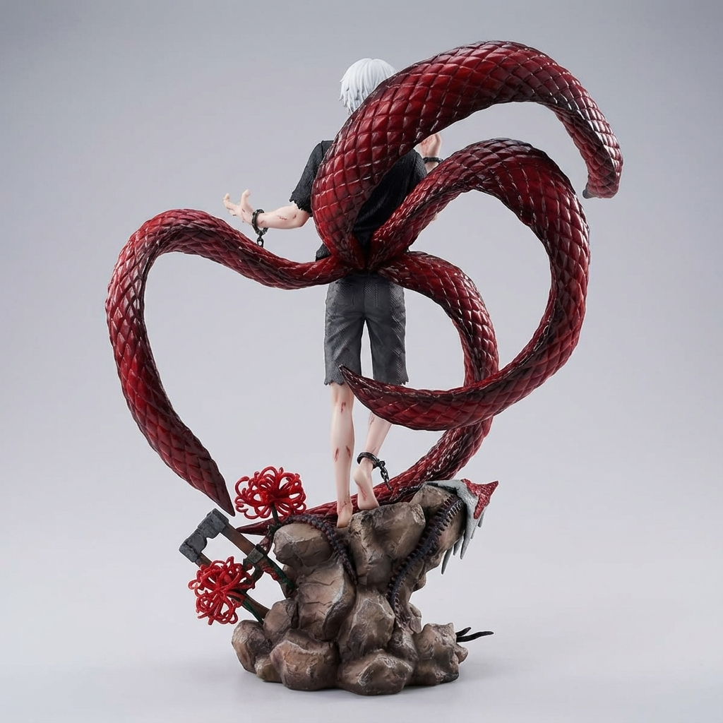 Kaneki Ken Anime Figure, Tokyo Ghoul Anime Figures PVC GK Statue Changeable Face Desk Decoration 39 cm