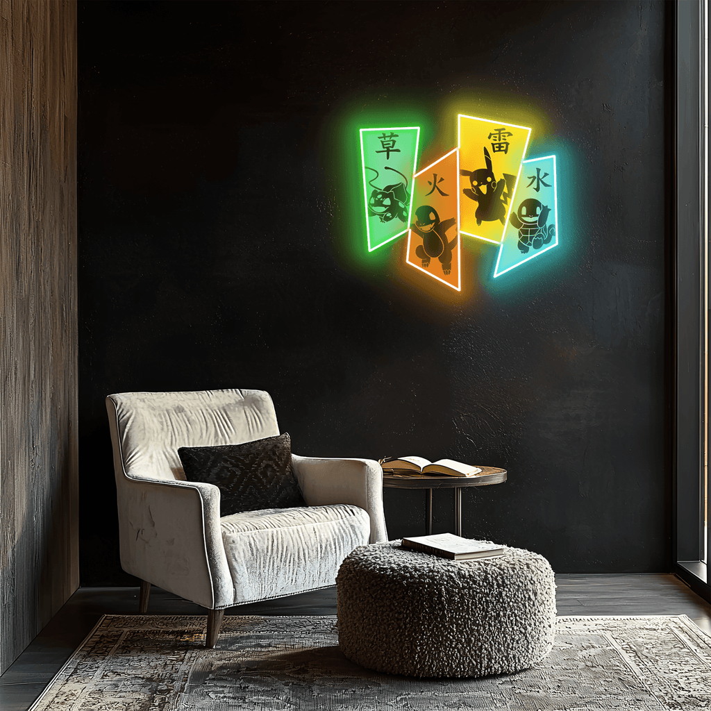 Pokemon Neon Sign, Uv Print Neon Art, Pika Uv Print Neon Sign, Neon Wall Art