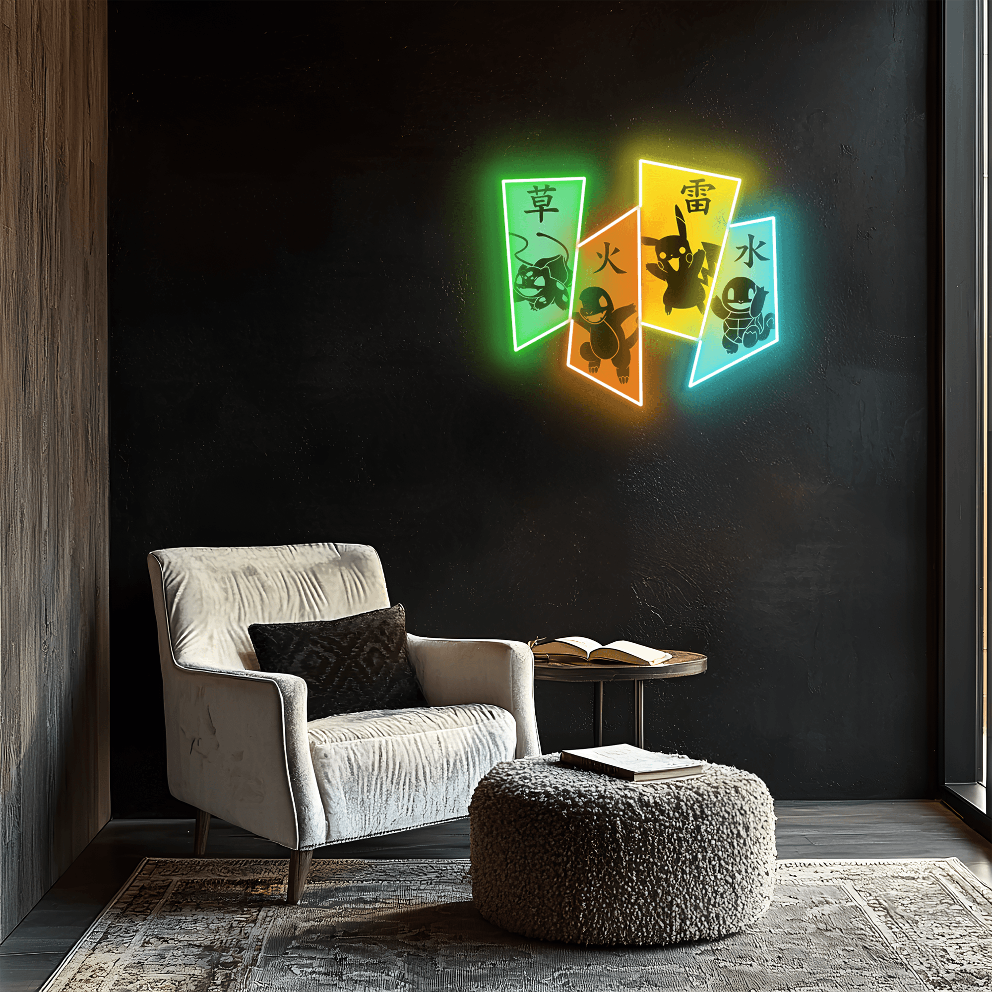 Pokemon Neon Sign, Uv Print Neon Art, Pika Uv Print Neon Sign, Neon Wall Art