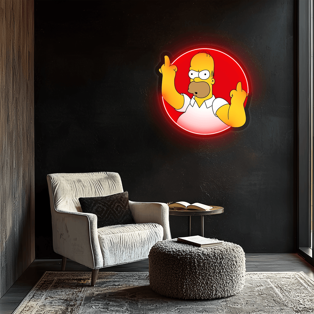 Homer Simpson Neon Sign, Simpson Neon Decor, Uv Print Neon Sign, Home Decor