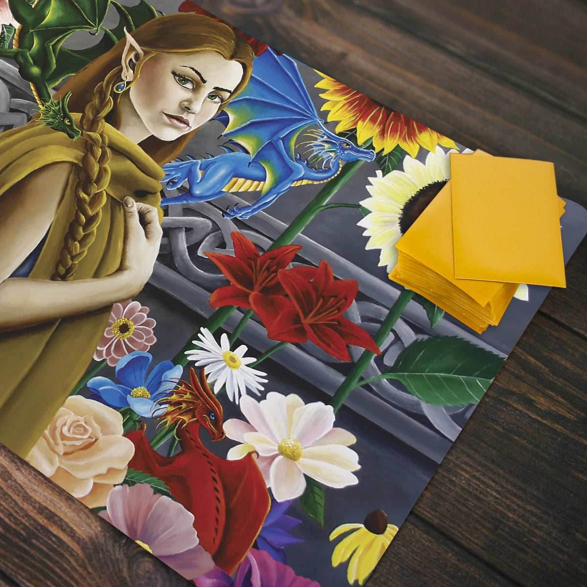 Dragon Flower Garden Playmat - Standard Playmat / Plain