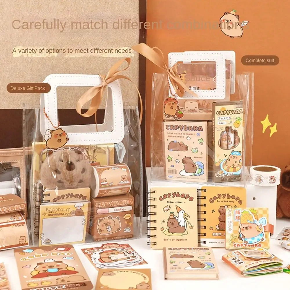 Kawaii Capybara Stationery Set, Abundant Cartoon Cute Birthday Gift for School Students