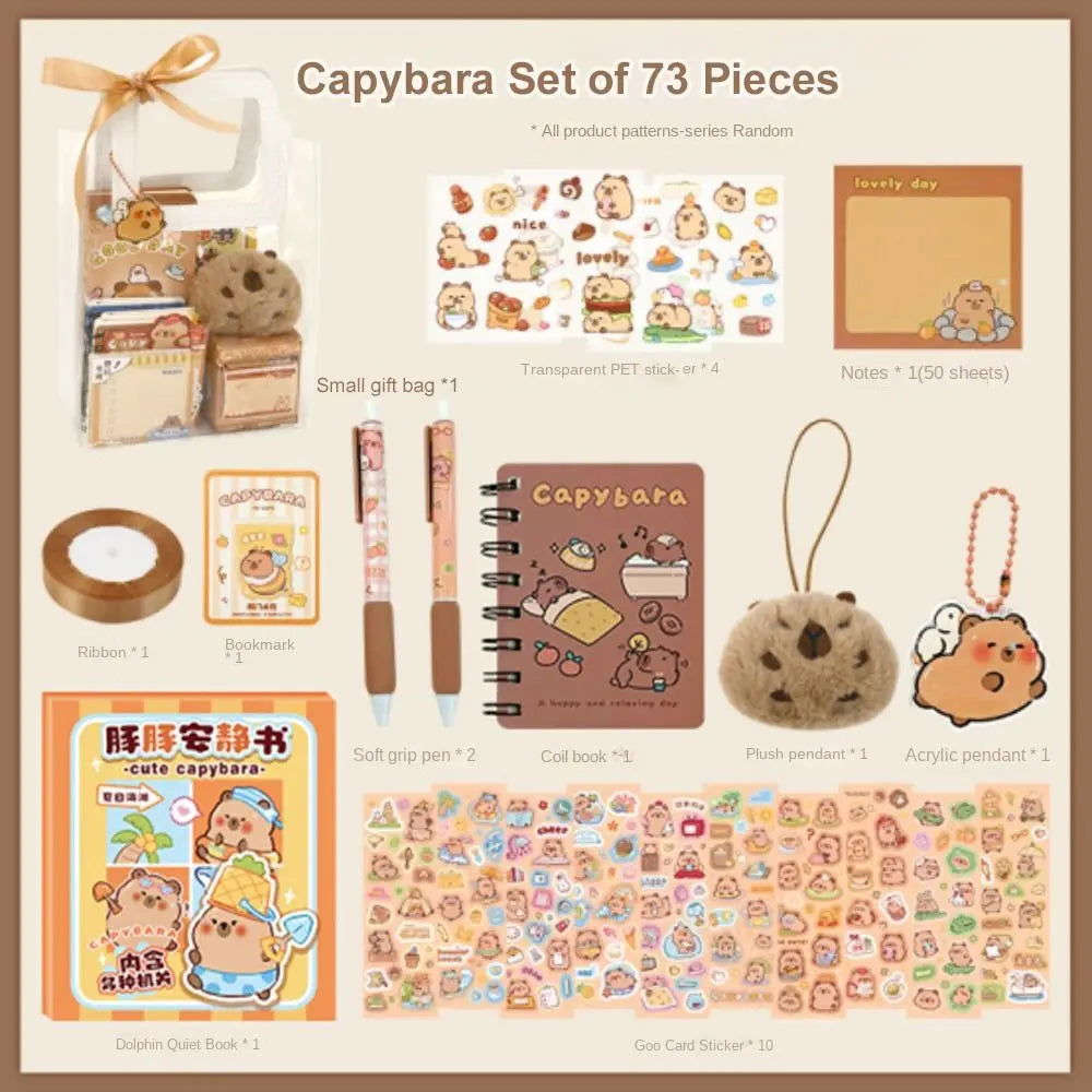 Kawaii Capybara Stationery Set, Abundant Cartoon Cute Birthday Gift for School Students