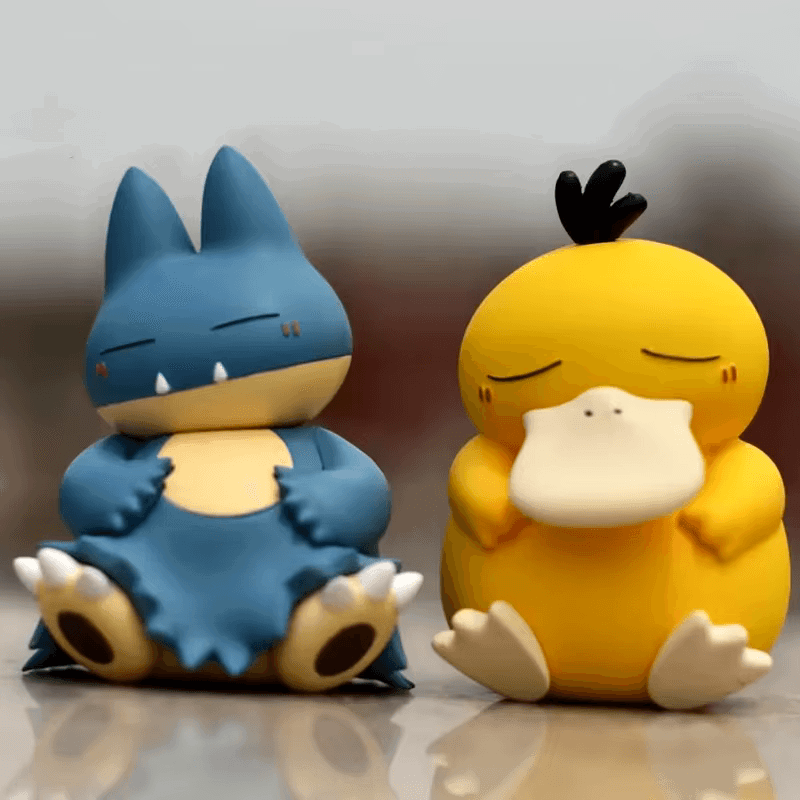 Kawaii Sleeping Snorlax, Gonbe, Psyduck Pokemon Anime Figure Set