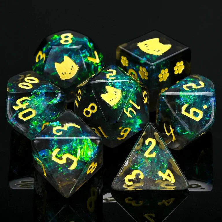 Kickstarter Dice — Mysterious Cat Resin Dice Set