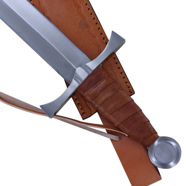 King of the Archers Full Tang Arming Dagger with Brown Leather Handle-2