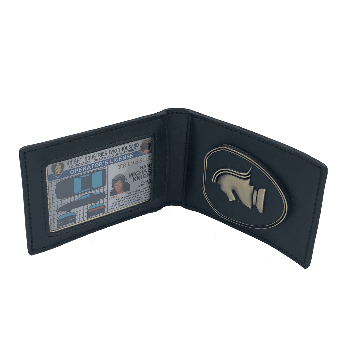 CL-HH Knight Rider in leather wallet with KITT Operator License on Metal Card (challenge coin) - 