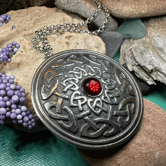 Warrior Queen Celtic Knot Necklace - Red