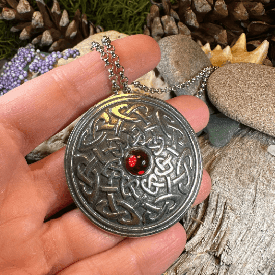 Warrior Queen Celtic Knot Necklace - Red