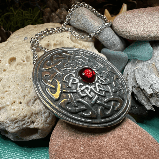 Warrior Queen Celtic Knot Necklace - Red