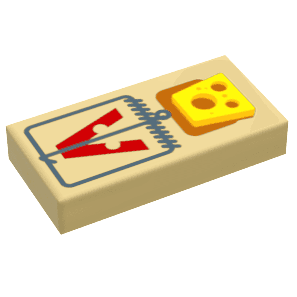 B3 Customs® Mouse Trap w/ Cheese (1x2 Tile) - 