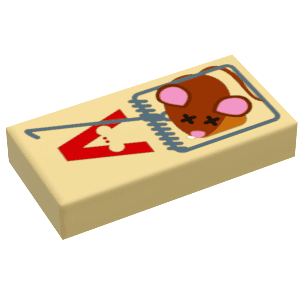 B3 Customs® Mouse Trap w/ Dead Mouse (1x2 Tile) - 