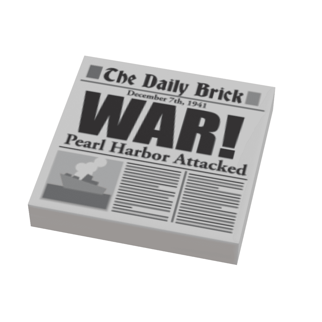 Pearl Harbor Attack WW2 Newspaper (2x2 Tile) made using LEGO part - 