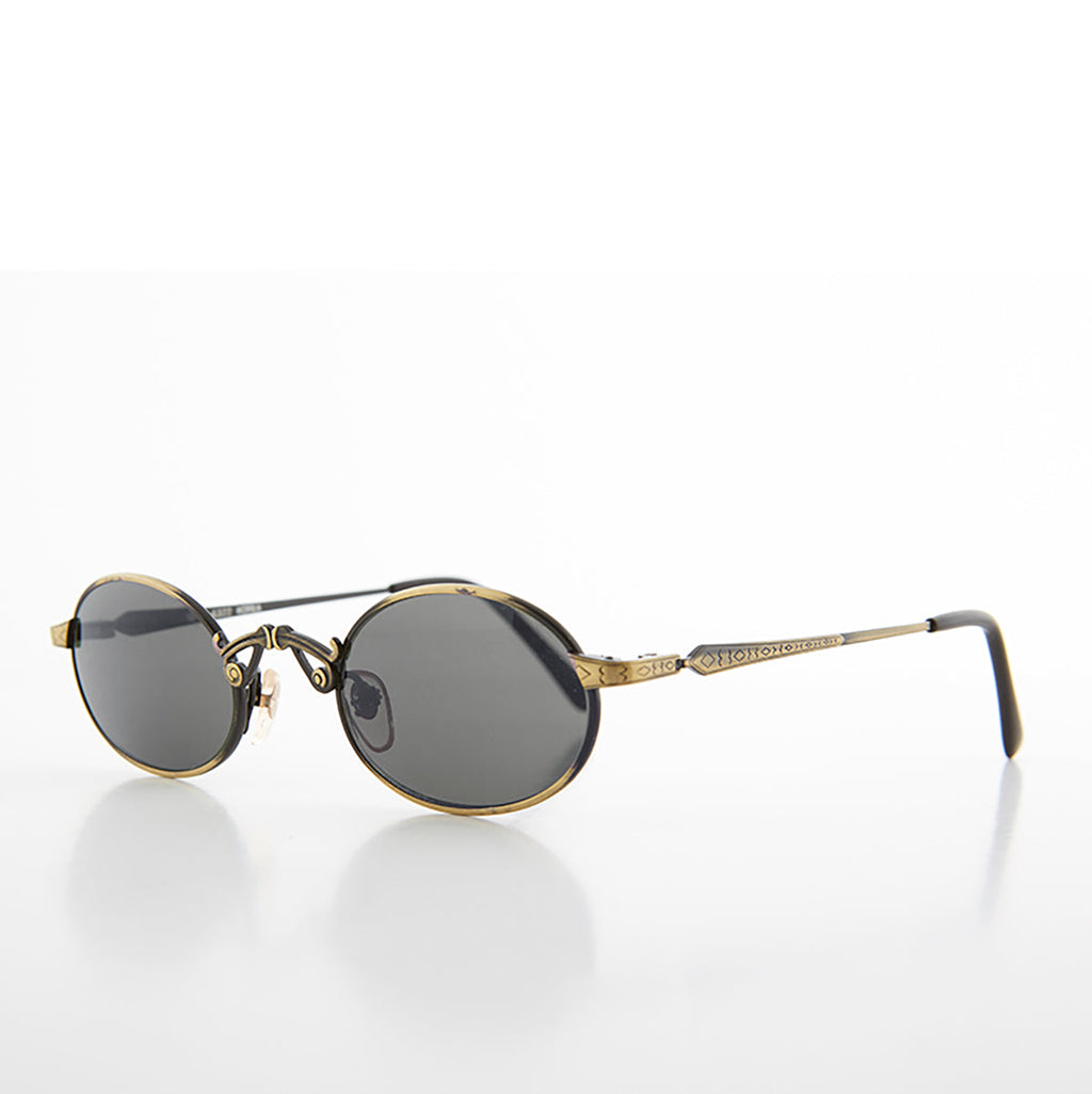 Small Oval Victorian Steampunk 90s Sunglass - Leon 1
