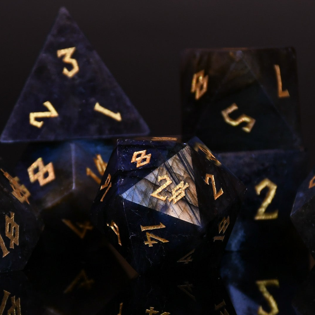 Labradorite "Moonstone" Stone Dice Set 'PRE-ORDER | SPRING EVENT DEAL'