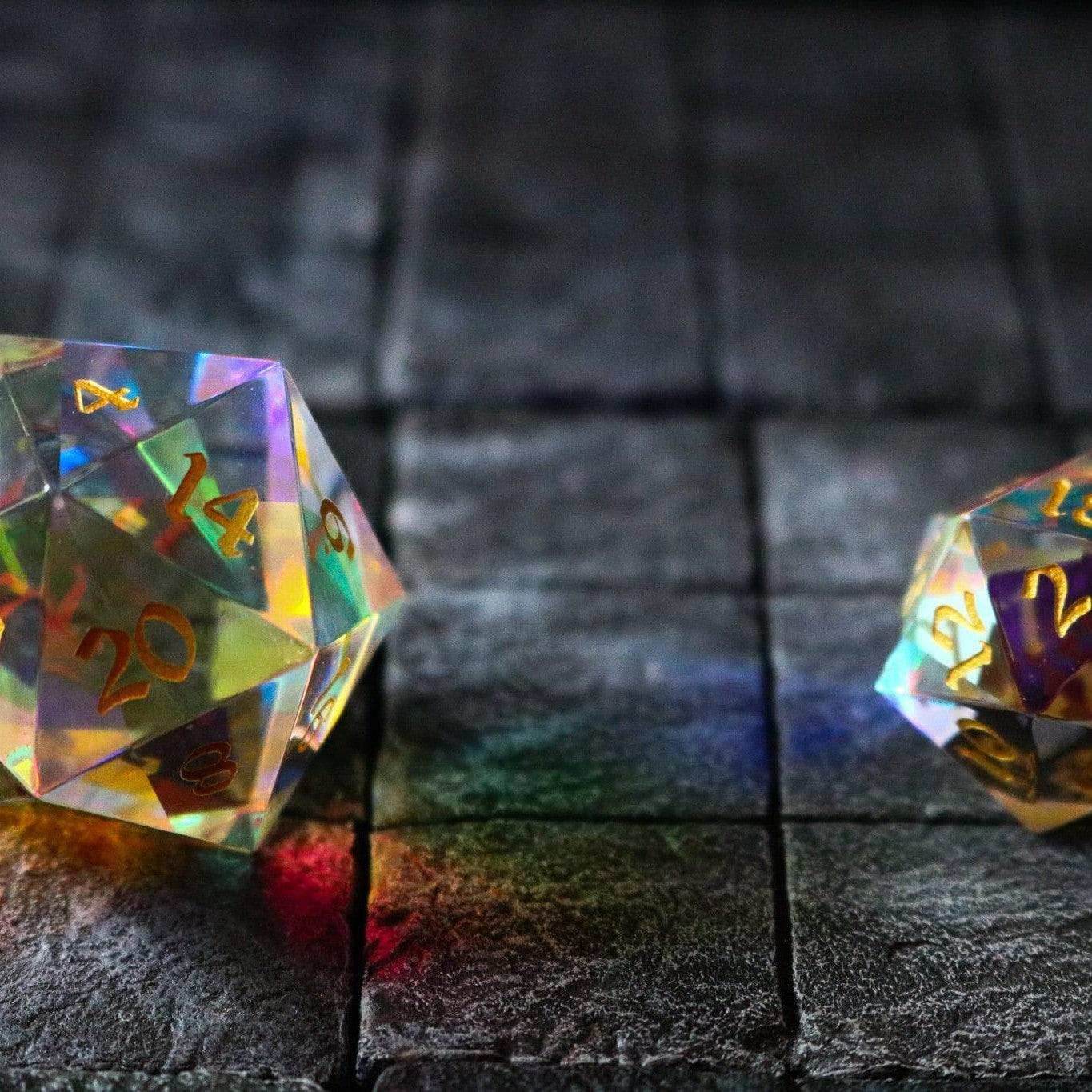 Large Dragon Egg Dichroic Glass D20 Gemstone Polyhedral Dice - Only 1 D20