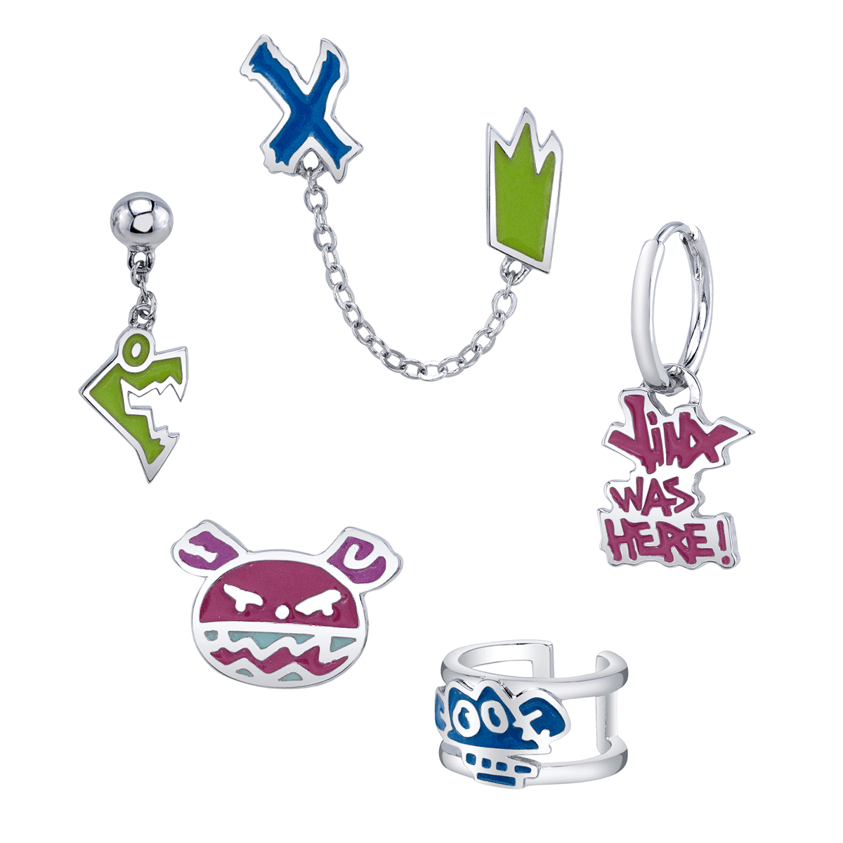 League of Legends X RockLove ARCANE Jinx Graffiti Earrings Set - 