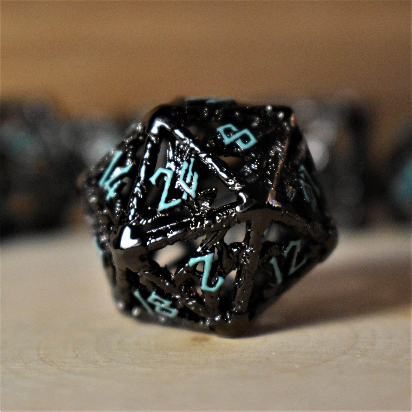 Legends of Valhalla - Black and Blue Hollow Metal Dice Set - 