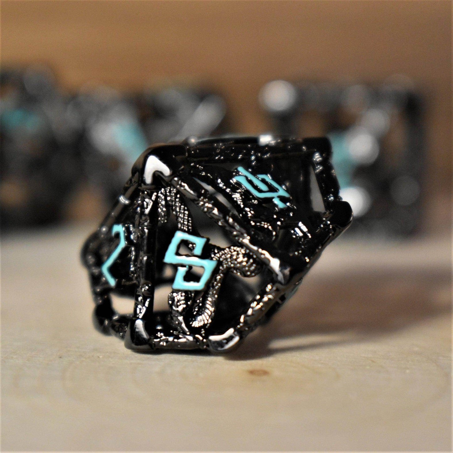 Legends of Valhalla - Black and Blue Hollow Metal Dice Set - 