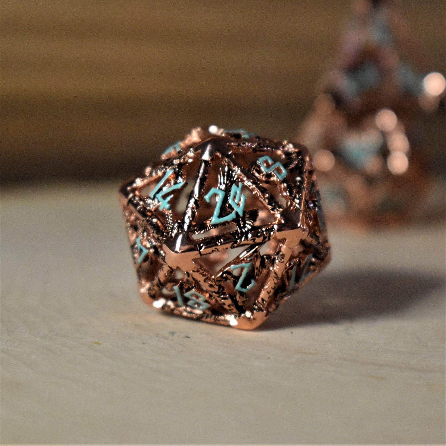 Legends of Valhalla - Copper and Blue Hollow Metal Dice Set - 