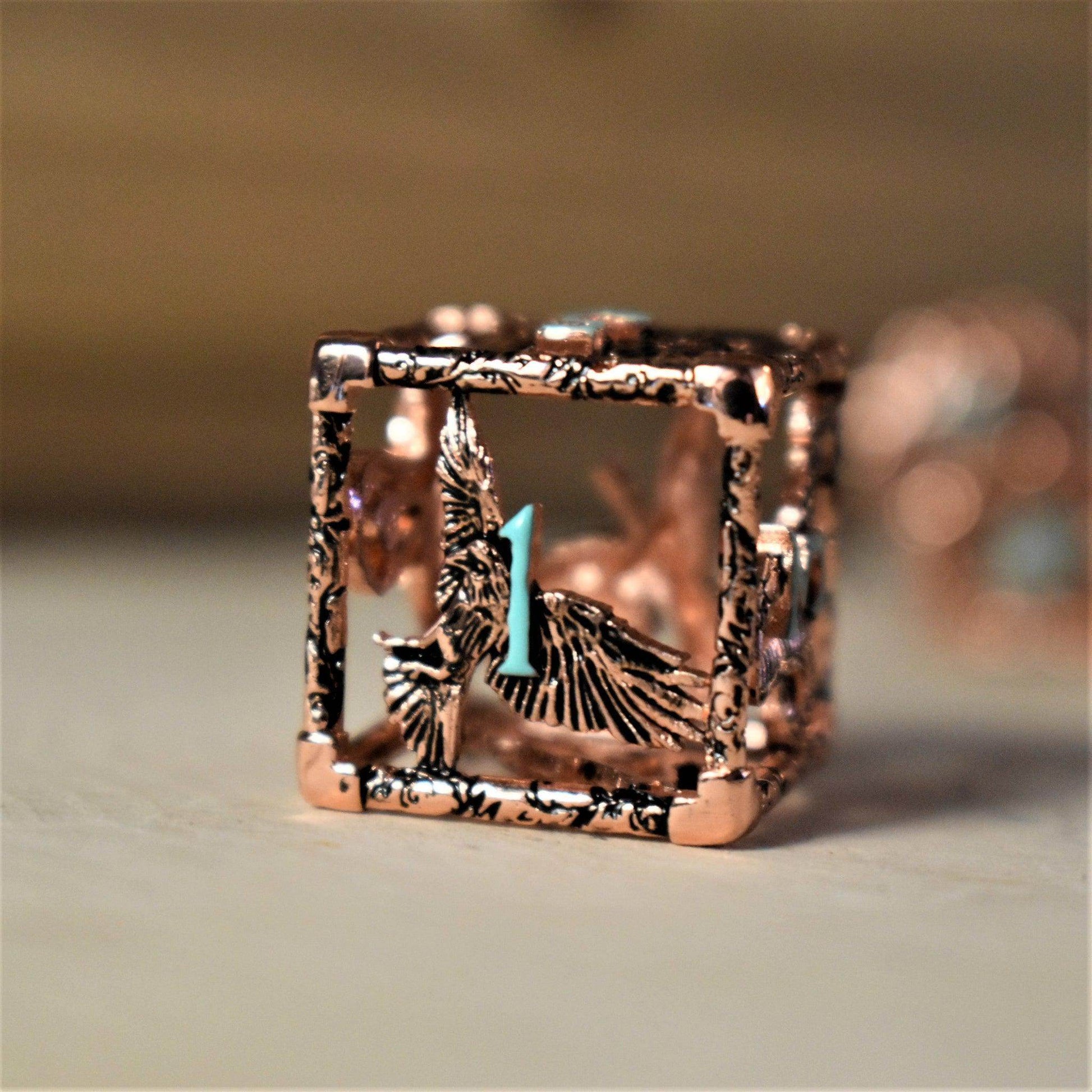 Legends of Valhalla - Copper and Blue Hollow Metal Dice Set - 