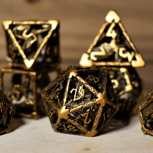 Legends of Valhalla - Golden Brass Hollow Metal Dice Set - 