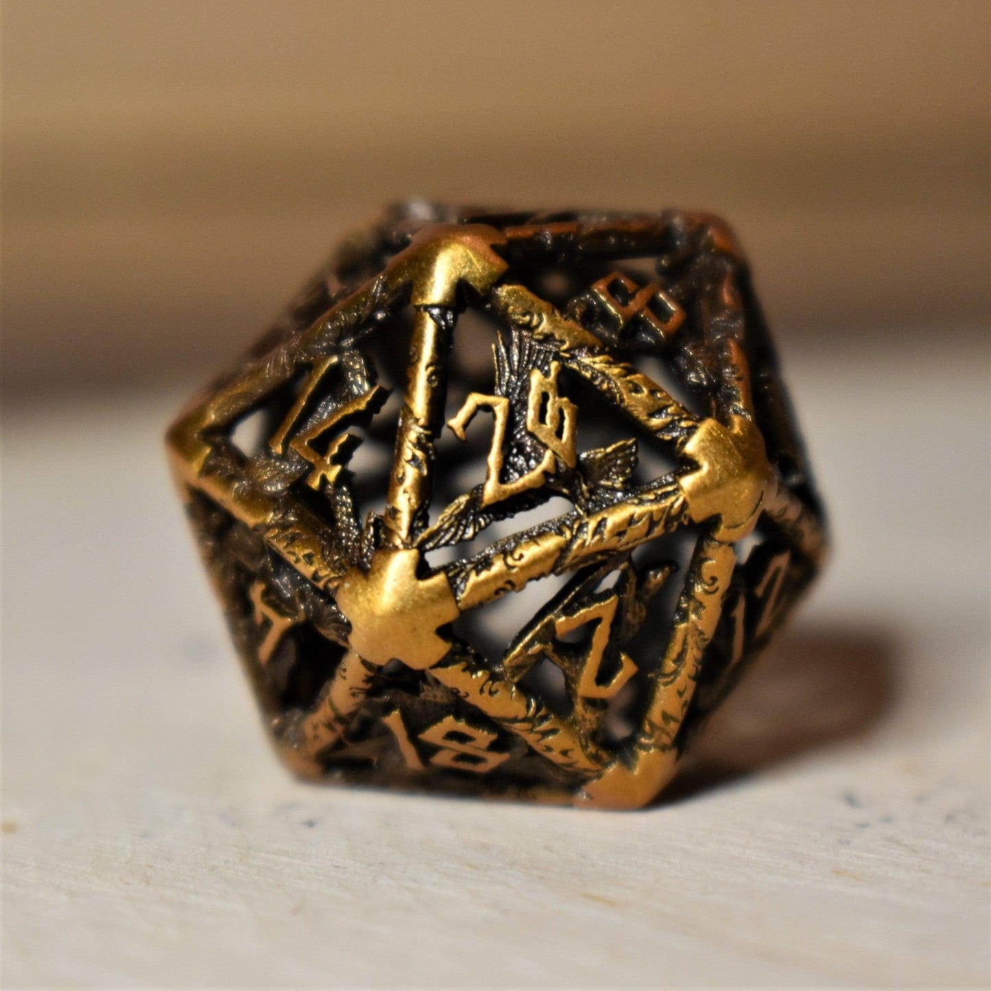Legends of Valhalla - Golden Brass Hollow Metal Dice Set - 